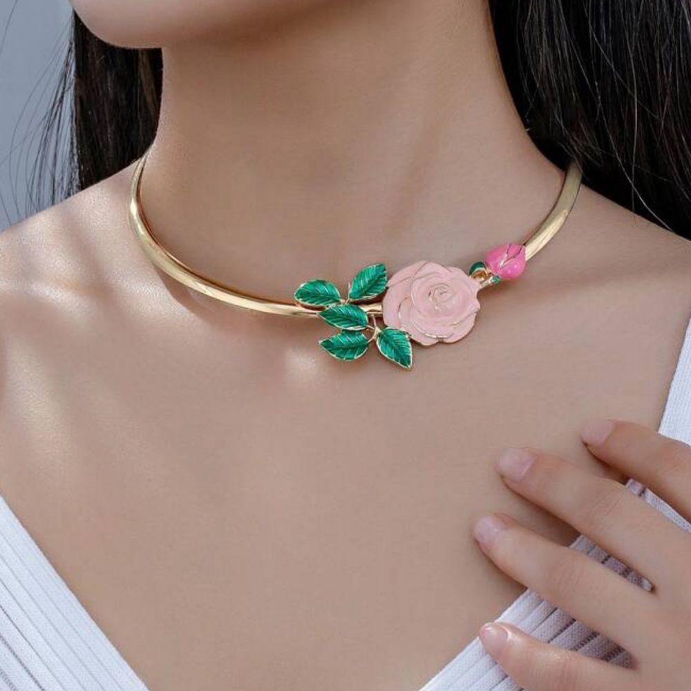 Flower choker necklace A201